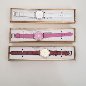 Manhattan Women’s Watches Bundle – 3 Watches w/ Boxes Pink, White, & Brown
